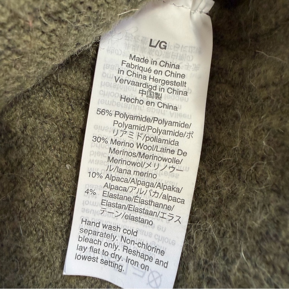 J Crew Olive Green Merino Wool Blend Women's Turtle Neck Sweater Size Large - Picture 2 of 10